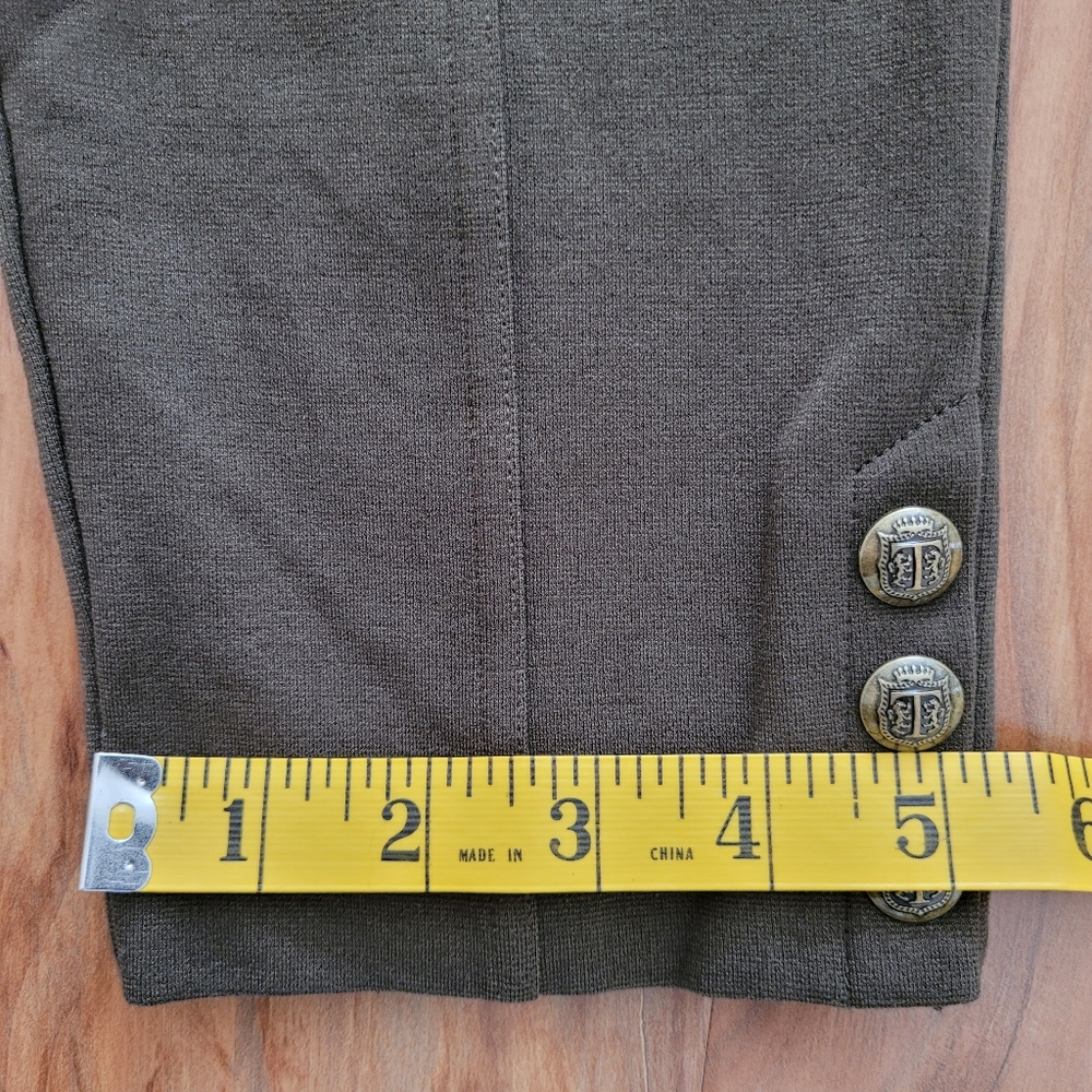 Talbots Pants Pull On Olive Geen Stretch Logo Snap Ankle Dark Academia Size LP - Picture 17 of 17